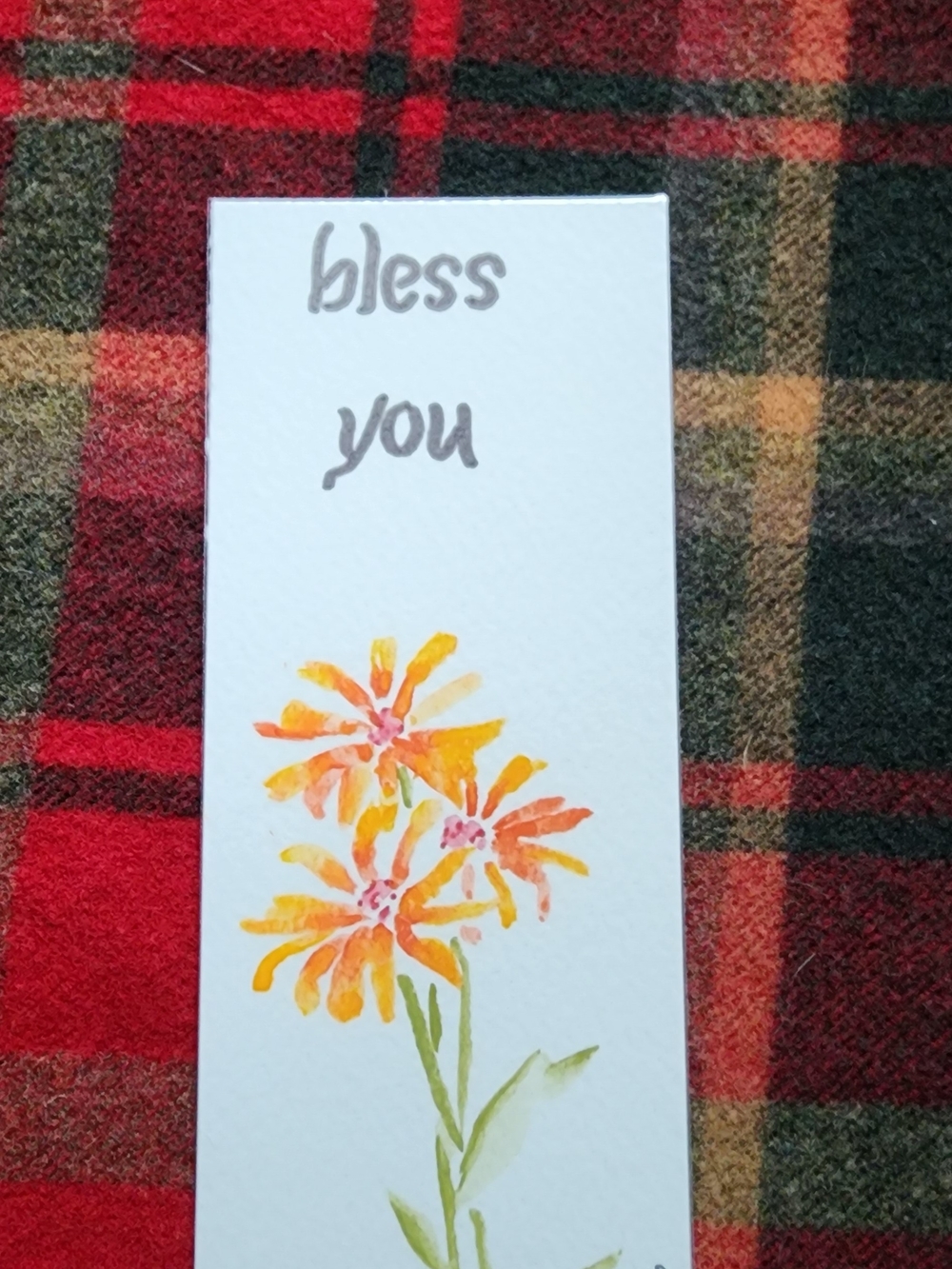 Bless You Floral Watercolor Bookmark - Orange